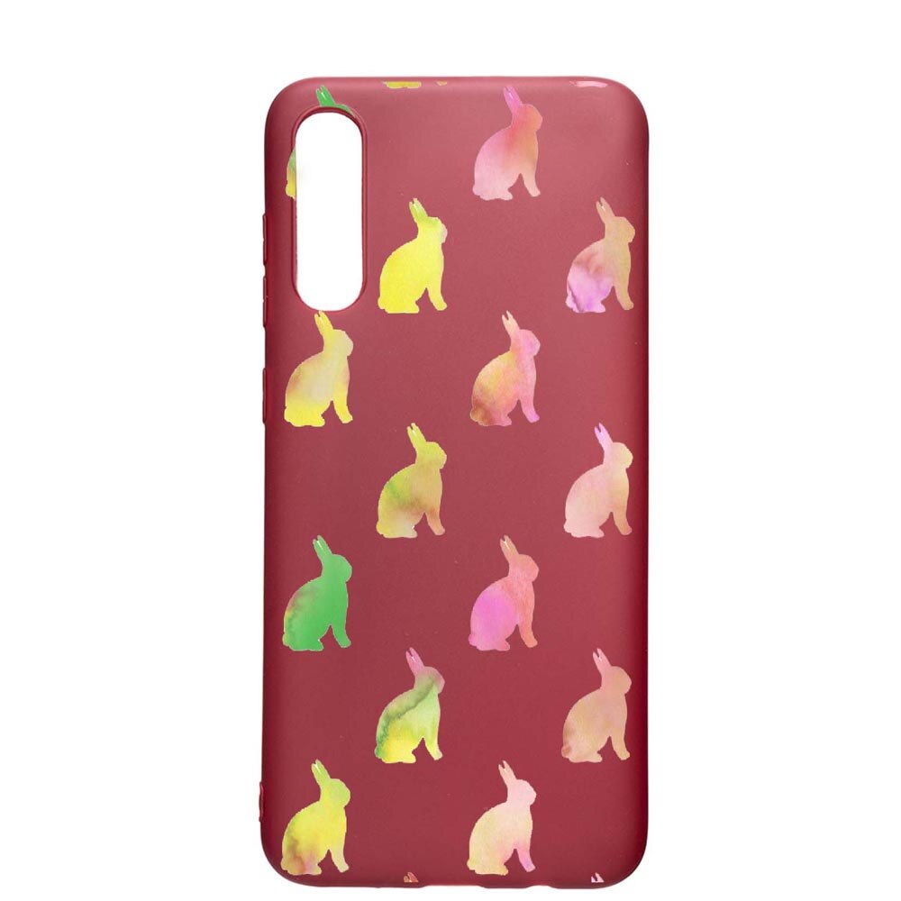 Husa Samsung Galaxy A70, Cool Rabbits, rezistenta la uzura, anti-alunecare, din silicon Premium, Pomegranate, PG695