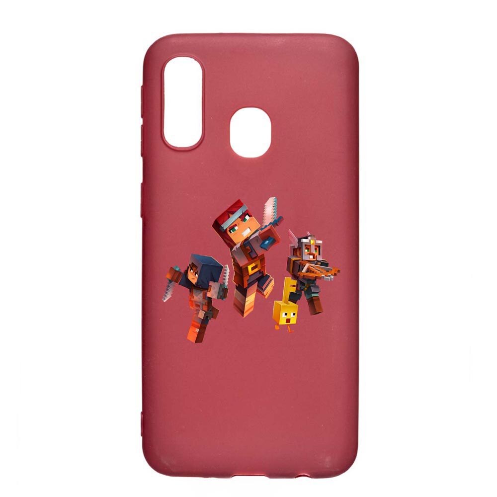 Husa Samsung Galaxy A20e, Minecraft, rezistenta la uzura, anti-alunecare, din silicon Premium, Pomegranate, PG724