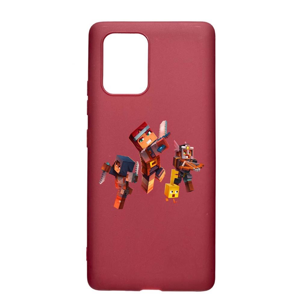 Husa Apple iPhone 11 Pro, Minecraft, rezistenta la uzura, anti-alunecare, din silicon Premium, Pomegranate, PG724