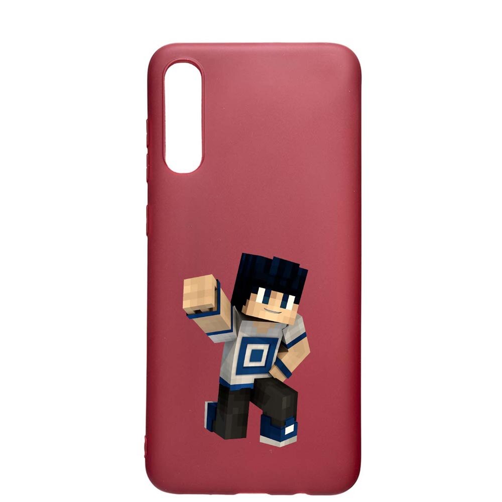 Husa Samsung Galaxy A70, Minecraft, rezistenta la uzura, anti-alunecare, din silicon Premium, Pomegranate, PG725