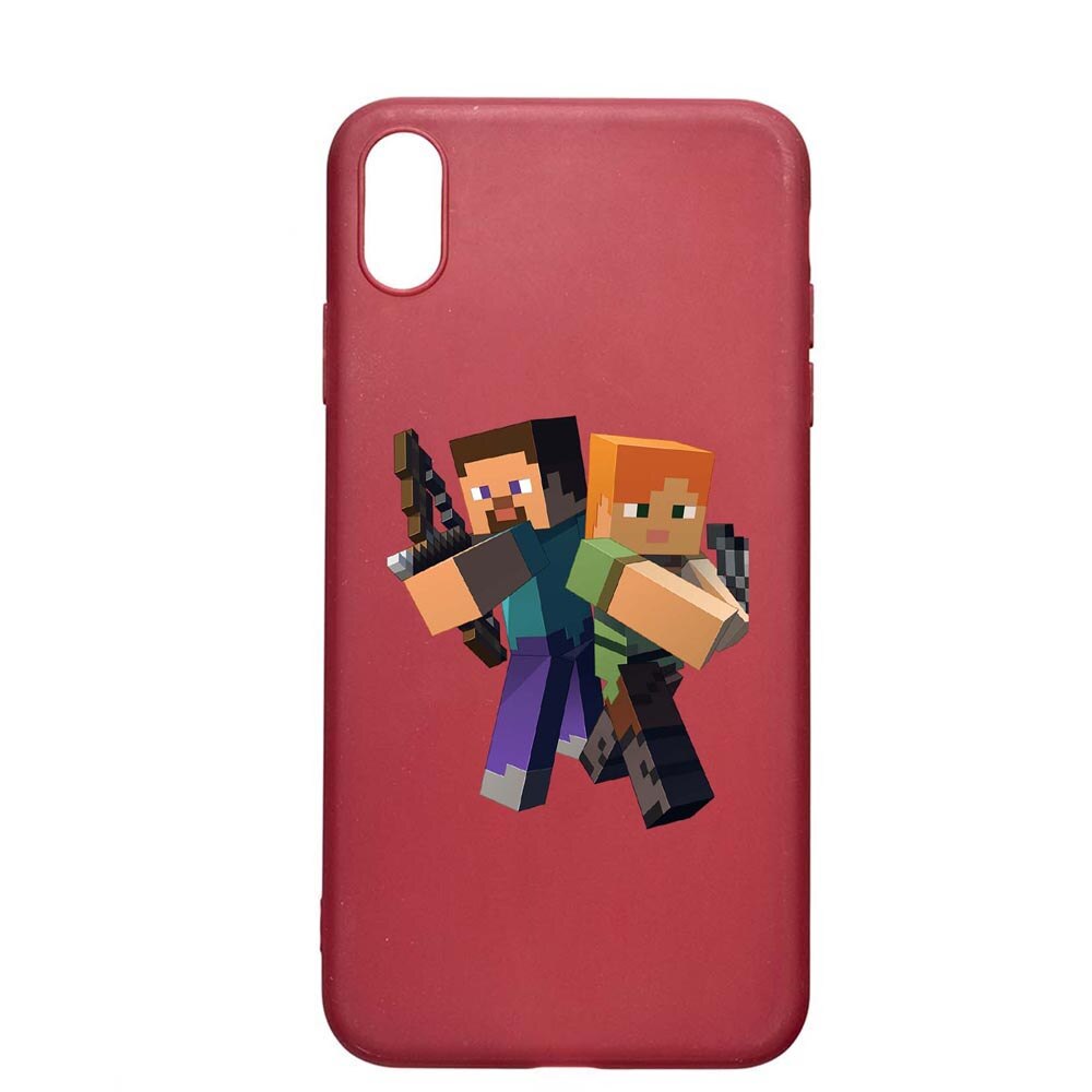 Husa Apple iPhone XS Max, Minecraft, rezistenta la uzura, anti-alunecare, din silicon Premium, Pomegranate, PG728