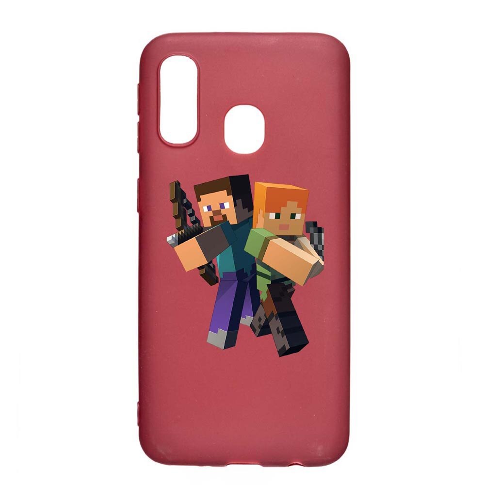 Husa Samsung Galaxy A40, Minecraft, rezistenta la uzura, anti-alunecare, din silicon Premium, Pomegranate, PG728
