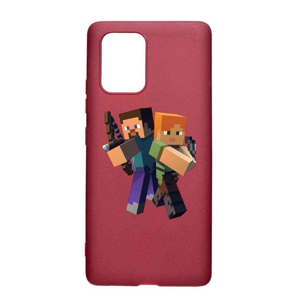 Husa Apple iPhone 11, Minecraft, rezistenta la uzura, anti-alunecare, din silicon Premium, Pomegranate, PG728