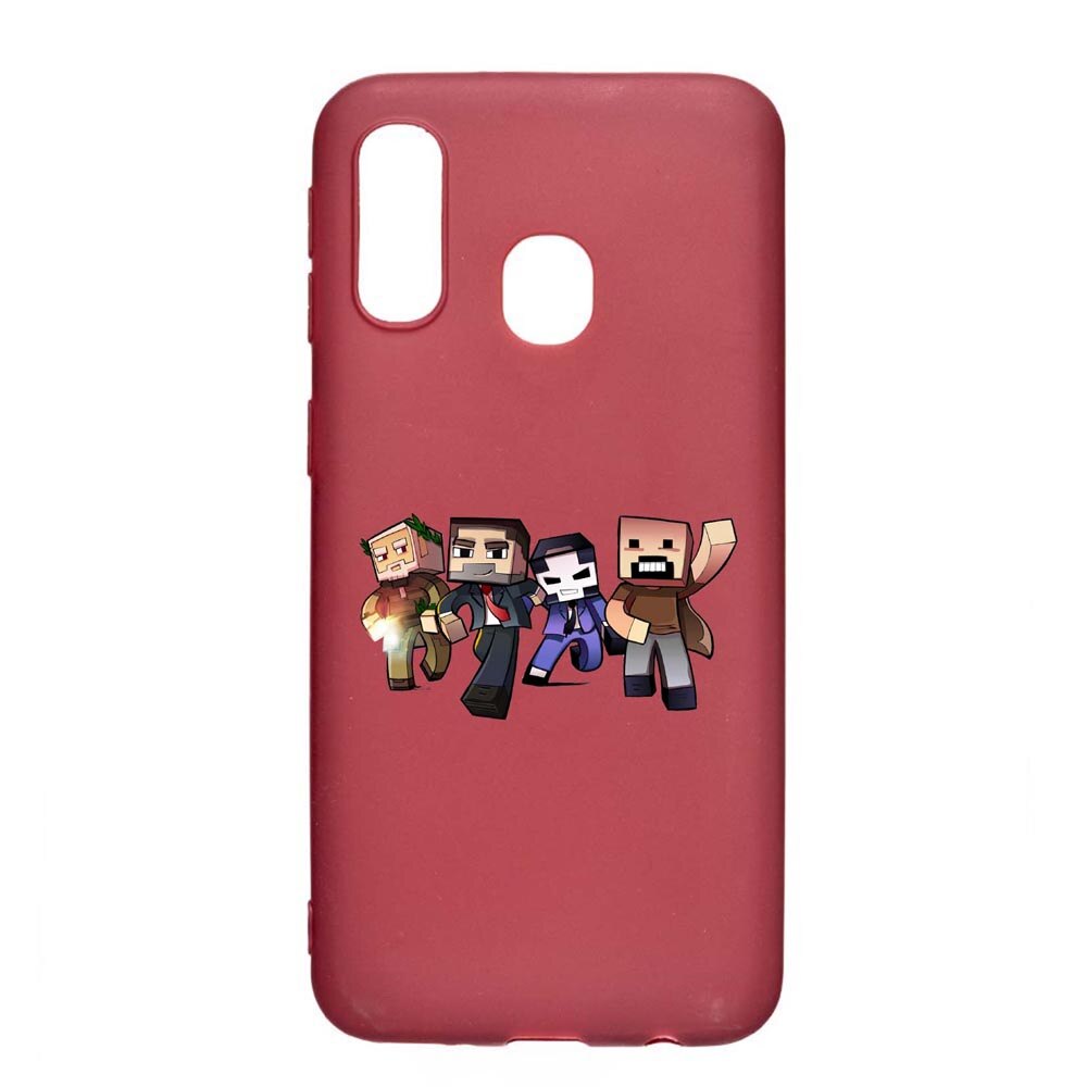Husa Samsung Galaxy A40, Minecraft, rezistenta la uzura, anti-alunecare, din silicon Premium, Pomegranate, PG727
