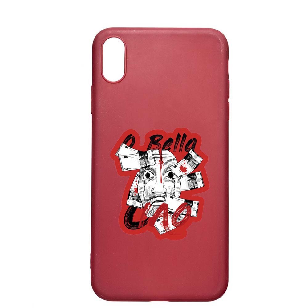 Husa Apple iPhone XS Max, La Casa De Papel, rezistenta la uzura, anti-alunecare, din silicon Premium, Pomegranate, PG716