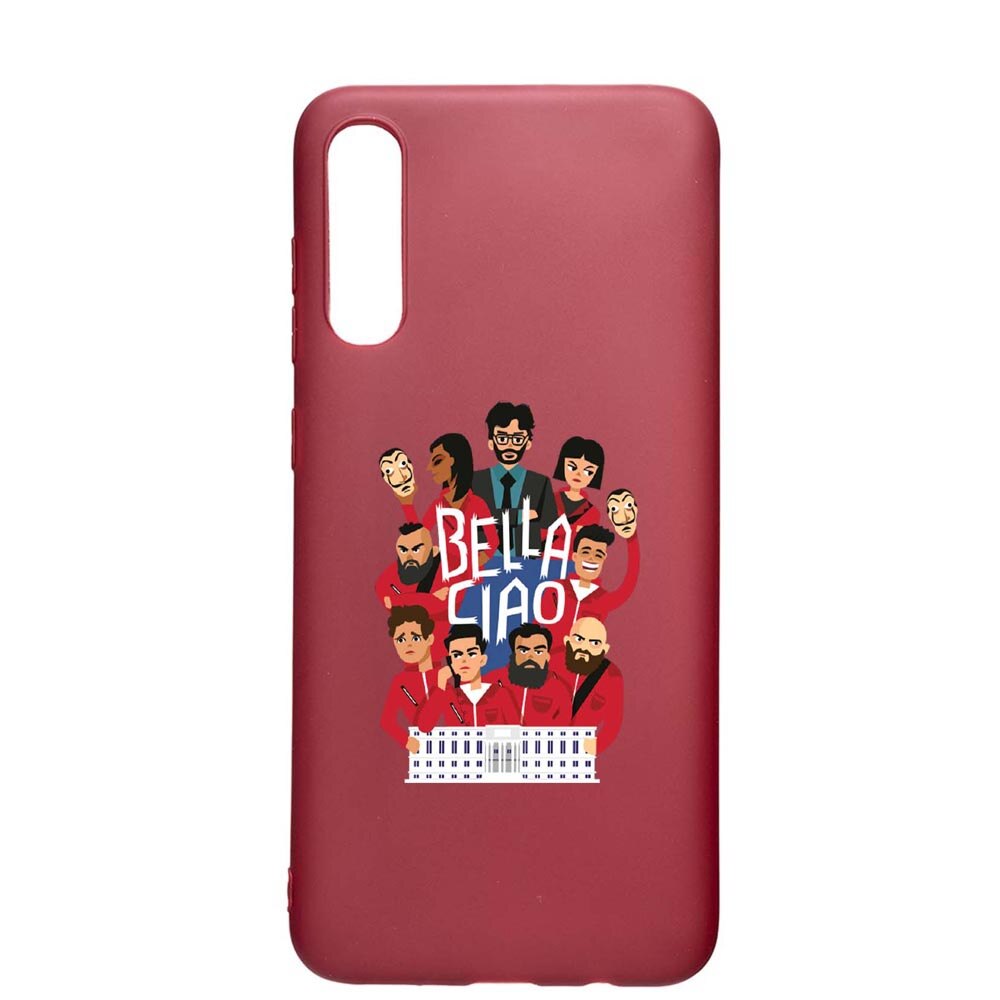 Husa Samsung Galaxy A50 / A50S, La Casa De Papel Ciao Bella, rezistenta la uzura, anti-alunecare, din silicon Premium, Pomegranate, PG718
