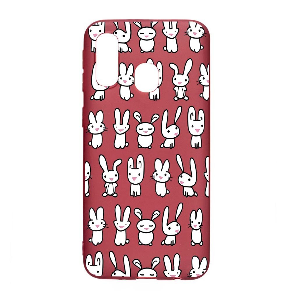 Husa Samsung Galaxy A40, Rabbits, rezistenta la uzura, anti-alunecare, din silicon Premium, Pomegranate, PG691