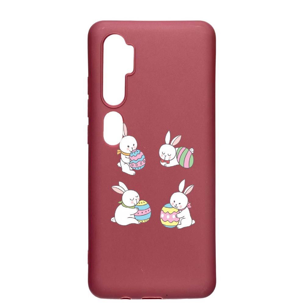 Husa Xiaomi Mi Note 10, Rabbit - Easter, rezistenta la uzura, anti-alunecare, din silicon Premium, Pomegranate, PG690