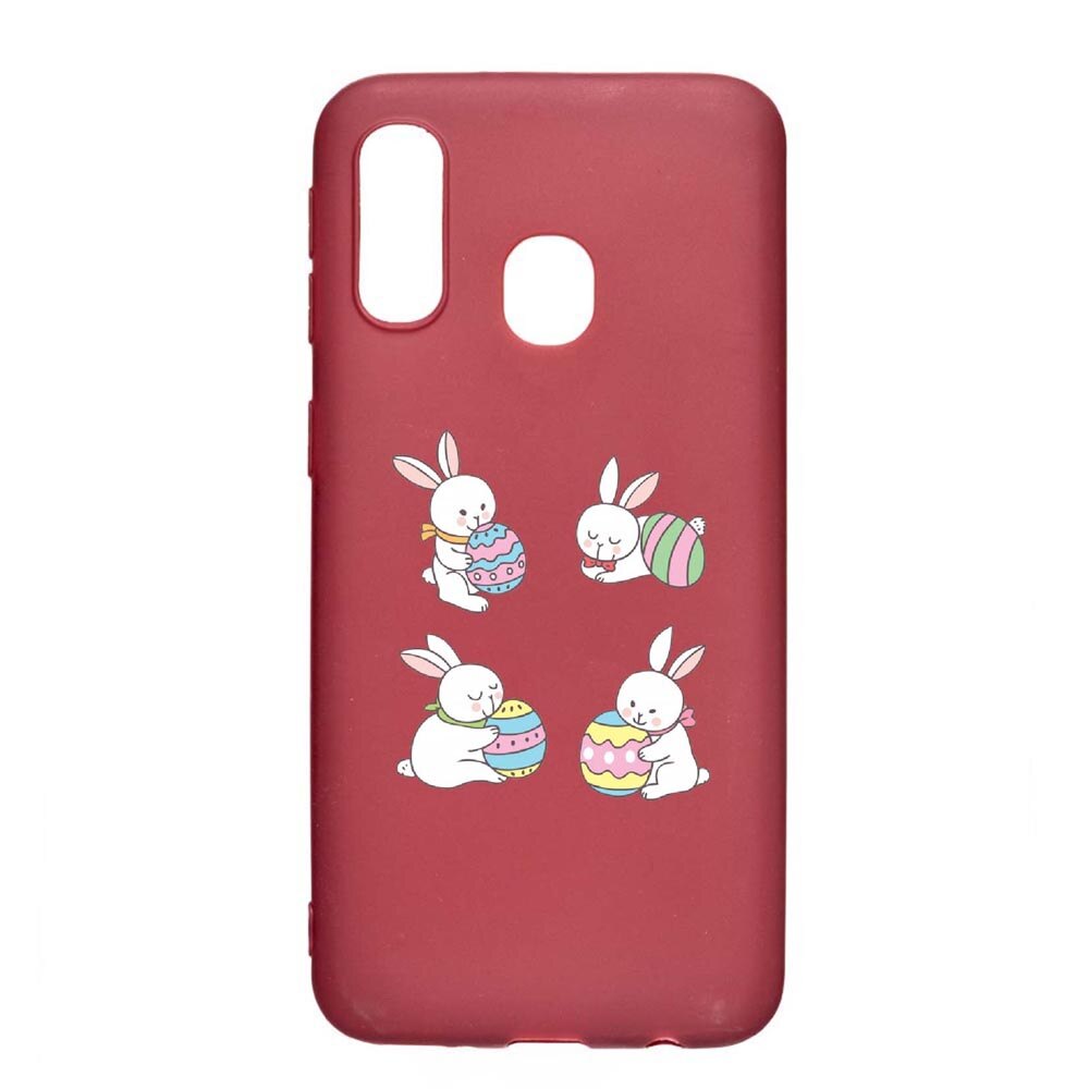 Husa Samsung Galaxy A40, Rabbit - Easter, rezistenta la uzura, anti-alunecare, din silicon Premium, Pomegranate, PG690