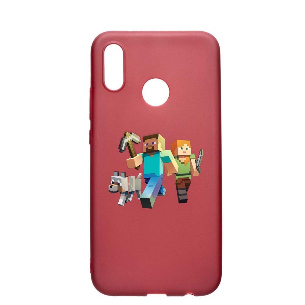 Husa Huawei P20 Lite, Minecraft, rezistenta la uzura, anti-alunecare, din silicon Premium, Pomegranate, PG730