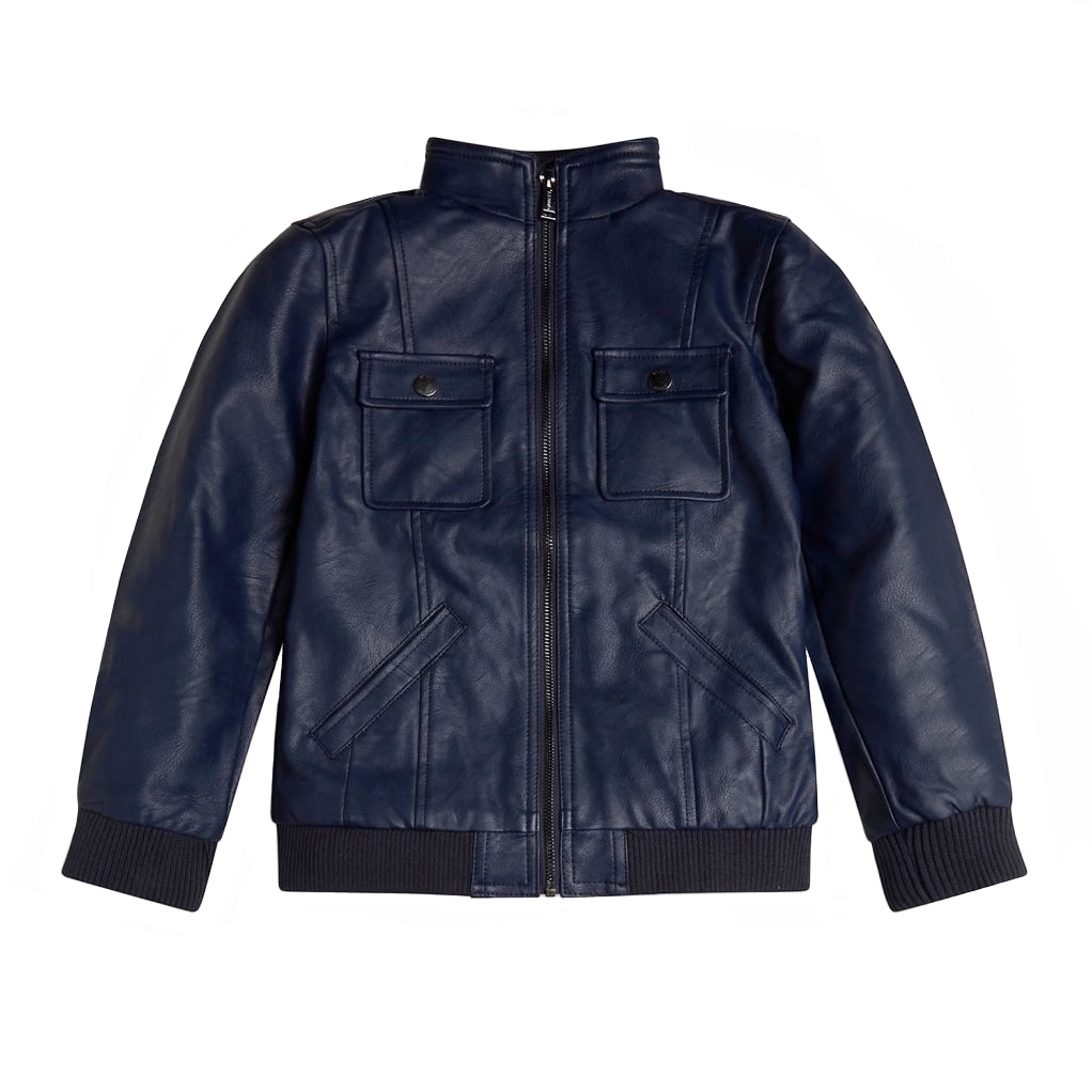 Geaca ecopiele baieti Guess Kids, indigo