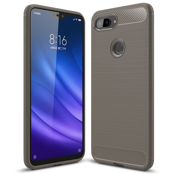 Husa subtire de protectie pentru Xiaomi Mi 8 Lite, TPU, Gri mat