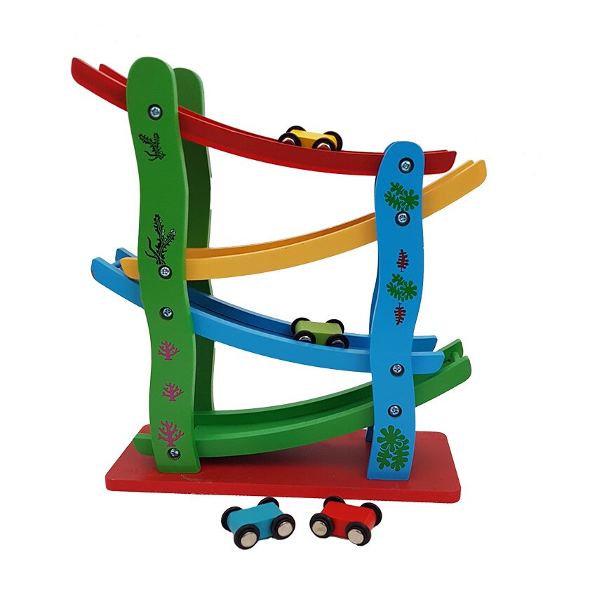 Jucarie lemn Pista de Raliu zig-zag si 4 masinute, Unitoys