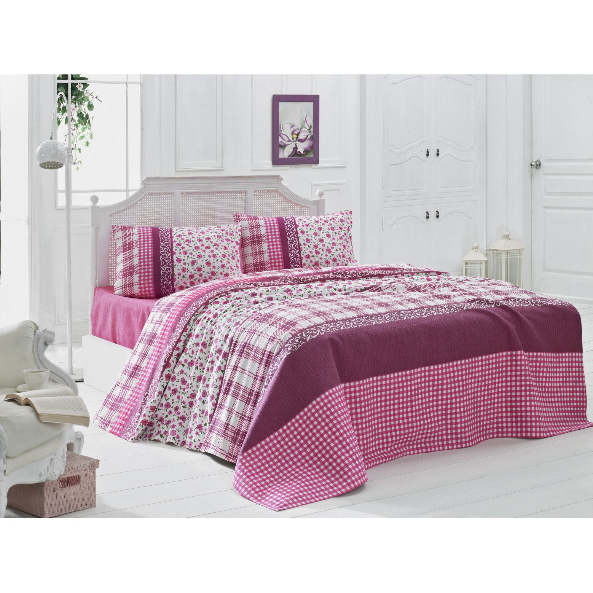 Cuvertura subtire, Victoria,100% bumbac , 200x230 cm ,multicolor , model Pelin