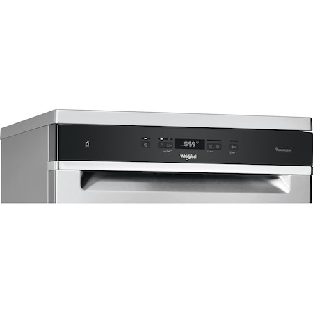 Masina de spalat vase Whirlpool WFO3O32NPX, 14 seturi, 10 programe, Clasa D, Motor Inverter, PowerClean Pro, Tehnologia al 6-lea Simt, Sistem Natural Dry, 60 cm, Inox