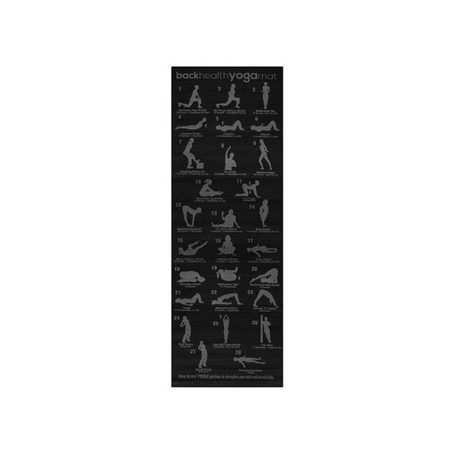 Covoras din spuma, Zola®, yoga, ,neagra, cu plan de antrenament desen, 173x61 cm