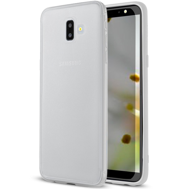 Husa ultra-subtire de protectie pentru Samsung Galaxy J6 + / J6 Prime, United Case, Cauciuc, Alb transparent