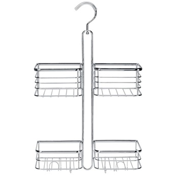 Etajera baie cu 2 rafturi si 4 compartimente, sistem agatare, 30 x 51 x 12.5 cm, argintiu Etajera baie cu 2 rafturi si 4 compartimente, sistem agatare, 30 x 51 x 12.5 cm, argintiu