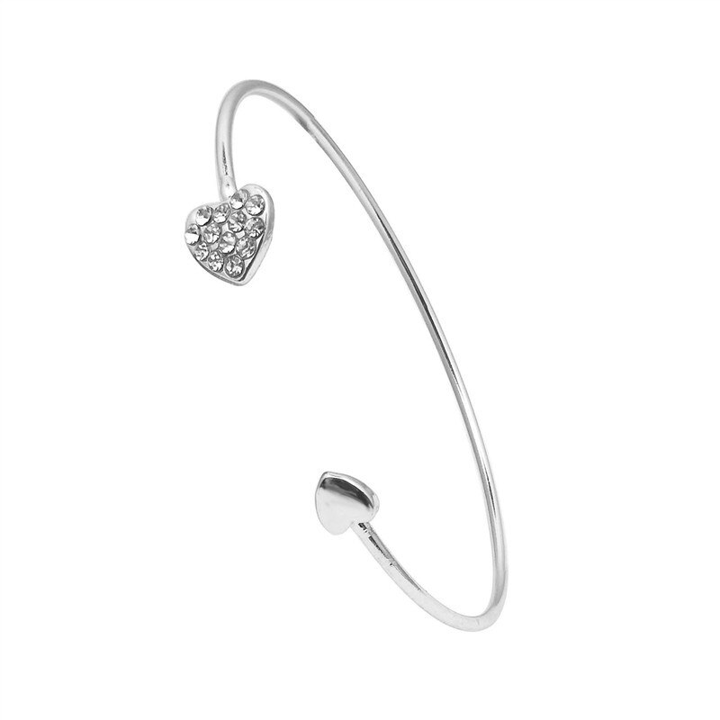 Bratara dama inima cu cristale, strasuri, argintie, reglabila, RRI