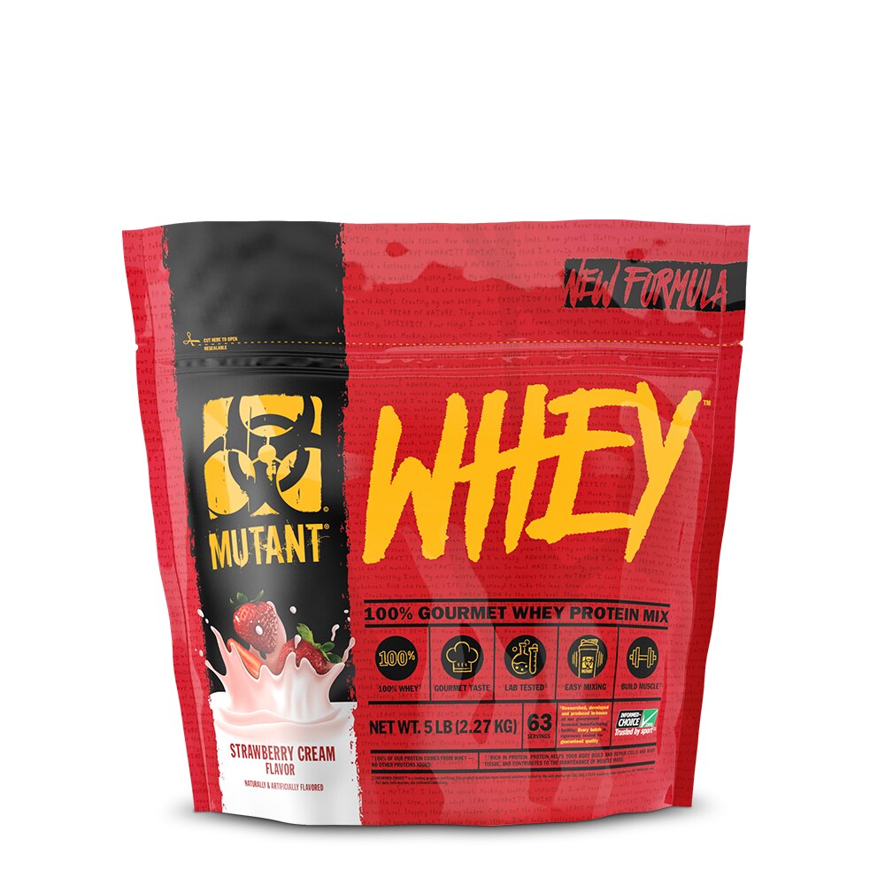 Proteina, Mutant, Whey pentru Masa Muculara cu aroma de Capsuni 2.270 Kg