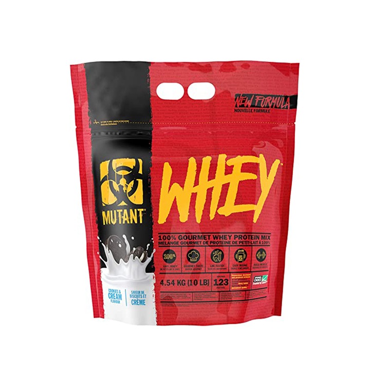 Proteina, Mutant, Whey pentru Masa Muculara cu aroma de Cookies And Cream 4.540 Kg