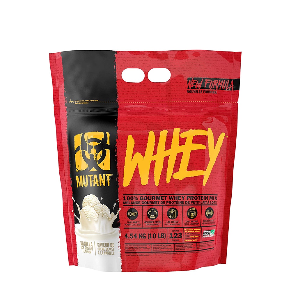 Proteina, Mutant, Whey pentru Masa Muculara cu aroma de Capsuni 4.540 Kg