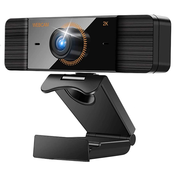 Camera Web,VAXIUJA,FULL HD 2K 4MP,30FPS,microfon anulare zgomot de fond,USB,rotire, Plug & play,negru