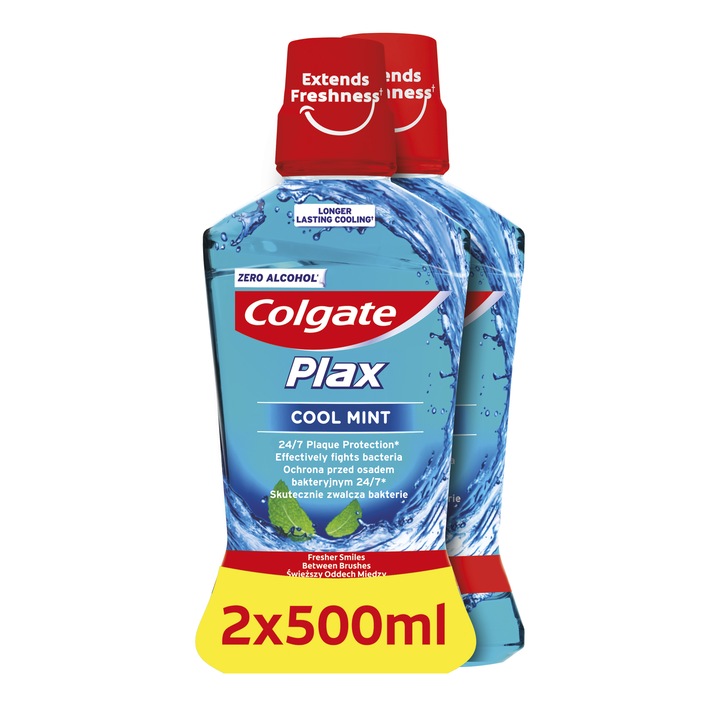 Промо пакет: Вода за уста Colgate Plax Cool Mint, 2 бр x 500 мл