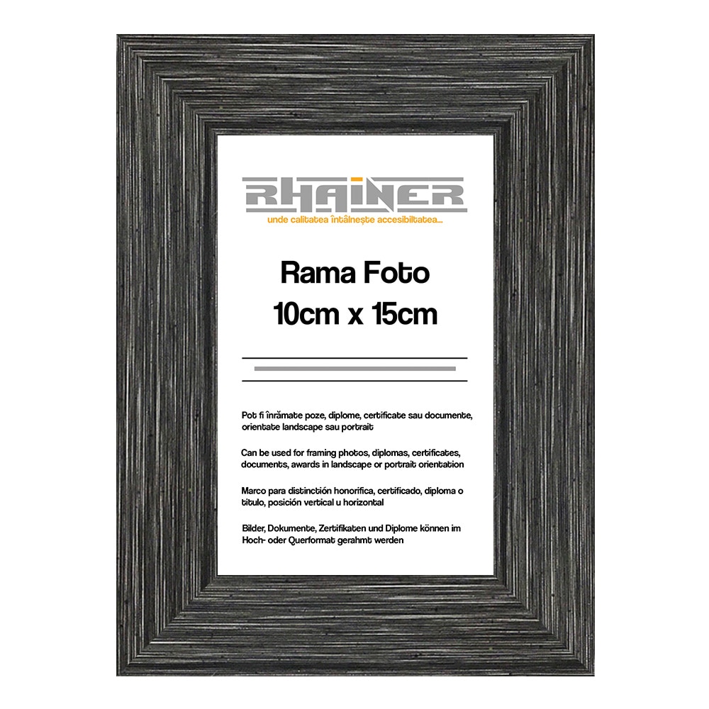 Рамка за снимка 10х15, Rhainer, модел Мадрид, антрацит, формат А6 - eMAG.bg
