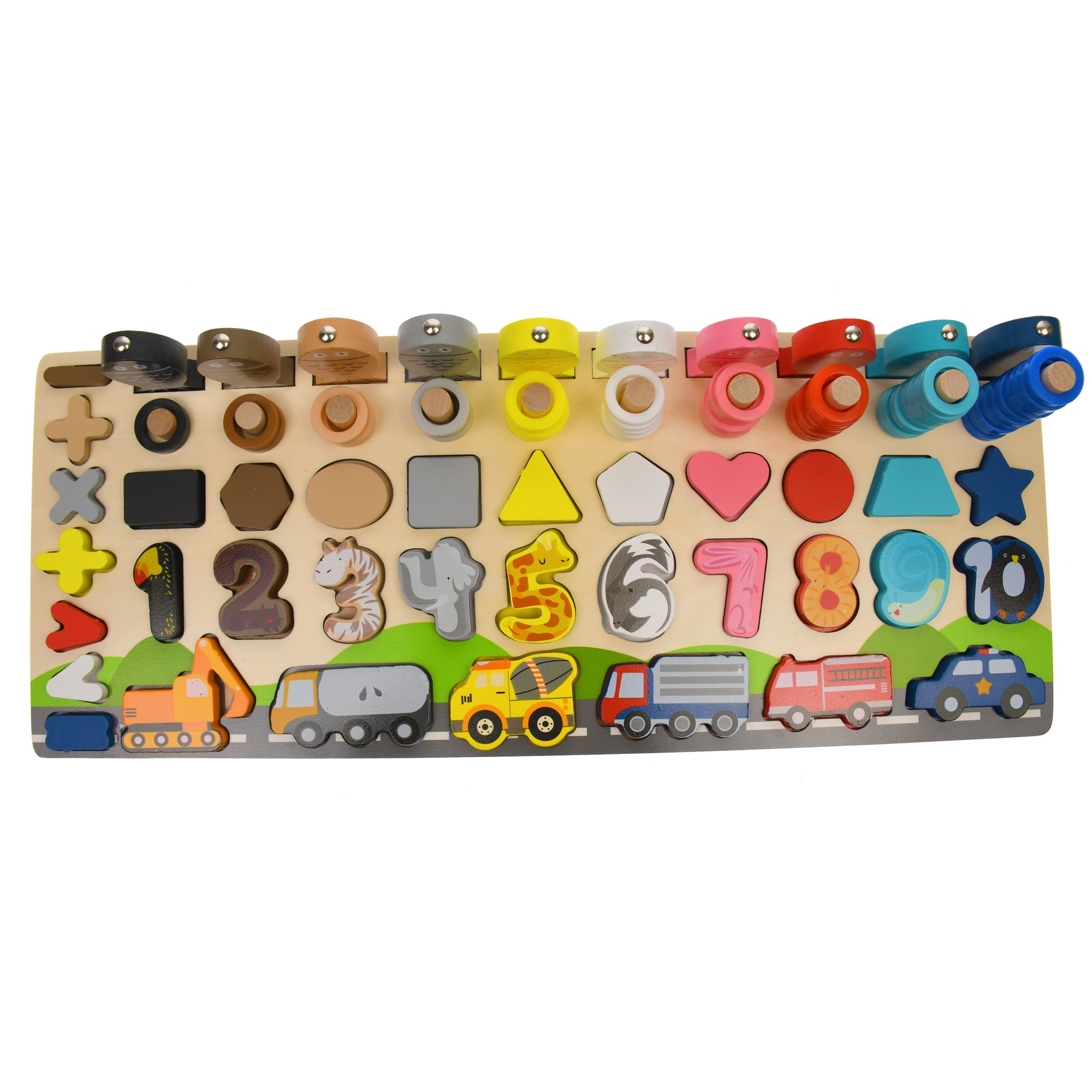 Tablita din lemn, cu numere, operatori de calcul, pesti magnetici cu undita - 22266650