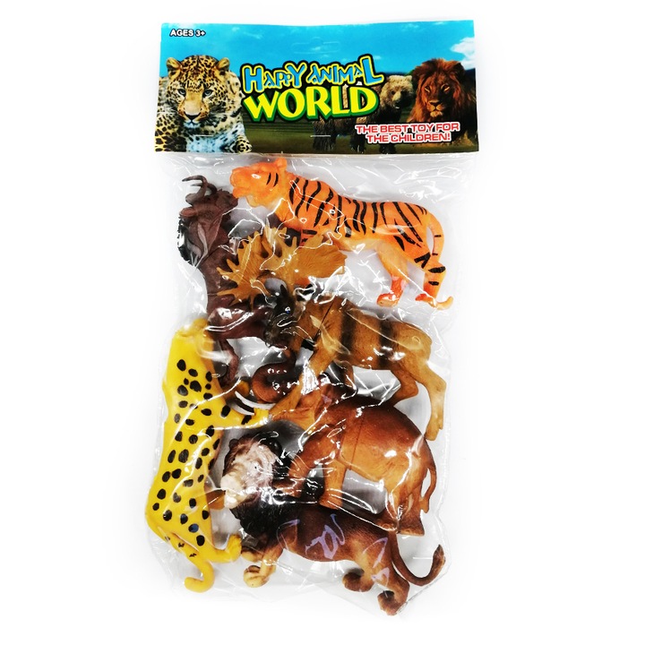 Figurine animale salbatice, "Happy Animal World", 6 buc/set