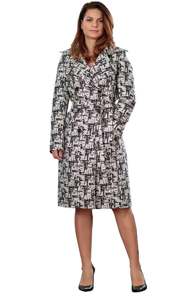 Trench dama, Giorgal, imprimat, alb/negru, Veronas, 44EU
