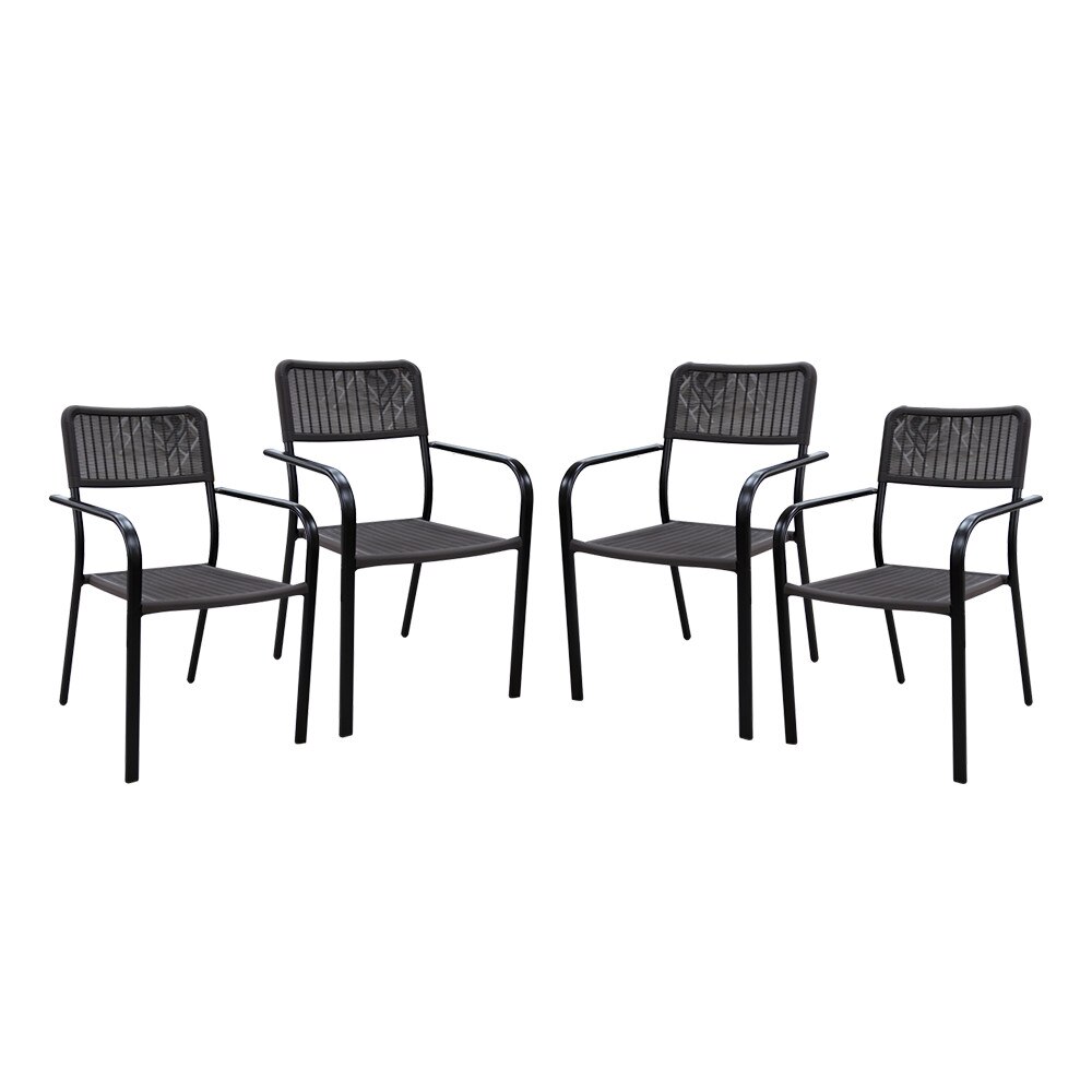 Set 4 scaune cu brate RAKI CAMPMAN 55,5x54x80cm maro