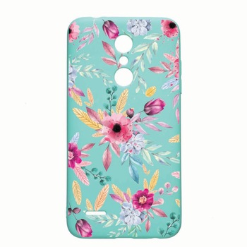 Husa LG K11 / K11 Plus / K10 2018, Happy Flowers, rezistenta la uzura, anti-alunecare, din silicon Premium, Mint, M69 Husa LG K11 / K11 Plus / K10 2018, Happy Flowers, rezistenta la uzura, anti-alunecare, din silicon Premium, Mint, M69