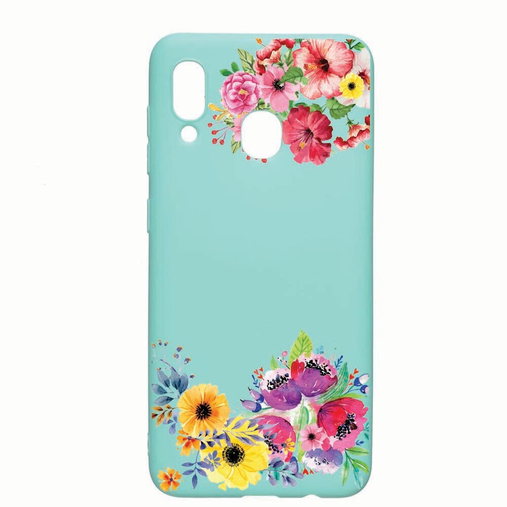 Husa Samsung Galaxy A30 / Galaxy A20, Flower, rezistenta la uzura, anti-alunecare, din silicon Premium, Mint, M56