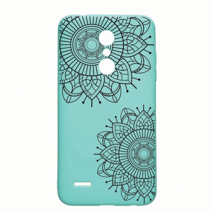 LG K11 / K11 Plus / K10 2018, Black Flower, устойчив на износване, противоплъзгащ се, премиум силиконов калъф, Mint, M117