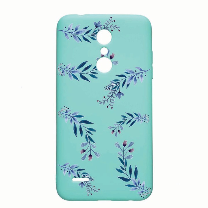 Калъф за LG K11 / K11 Plus / K10 2018, синьо цвете, устойчив на износване, противоплъзгащ се, премиум силикон, мента, M116