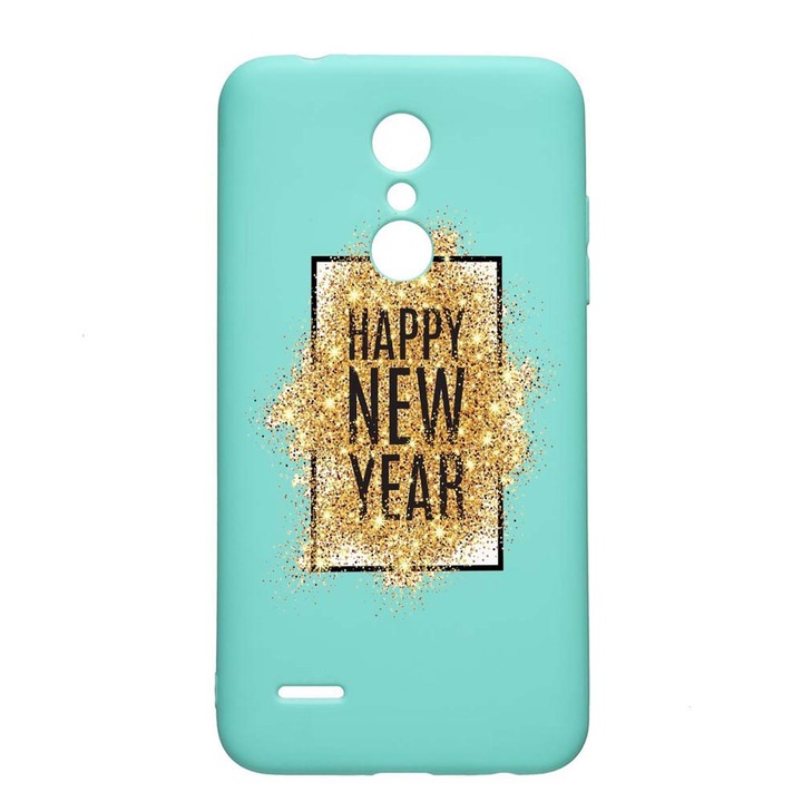 Husa LG K11 / K11 Plus / K10 2018, Happy New Year, rezistenta la uzura, anti-alunecare, din silicon Premium, Mint, M355
