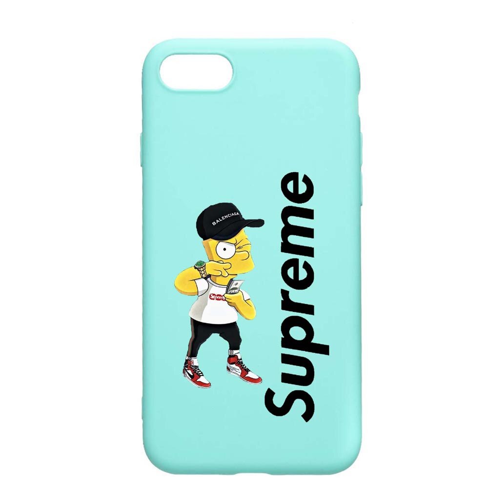Husa Apple iPhone SE 2 / iPhone 7 / iPhone 8, Supreme, The Simpsons, rezistenta la uzura, anti-alunecare, din silicon Premium, Mint, M258