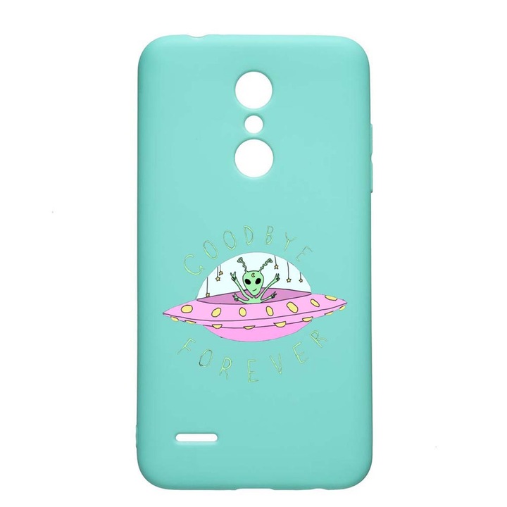 LG K11 / K11 Plus / K10 2018, Вселена, НЛО, Довиждане, Устойчив на износване, Противоплъзгащ се, Премиум силиконов калъф, Мента, M474