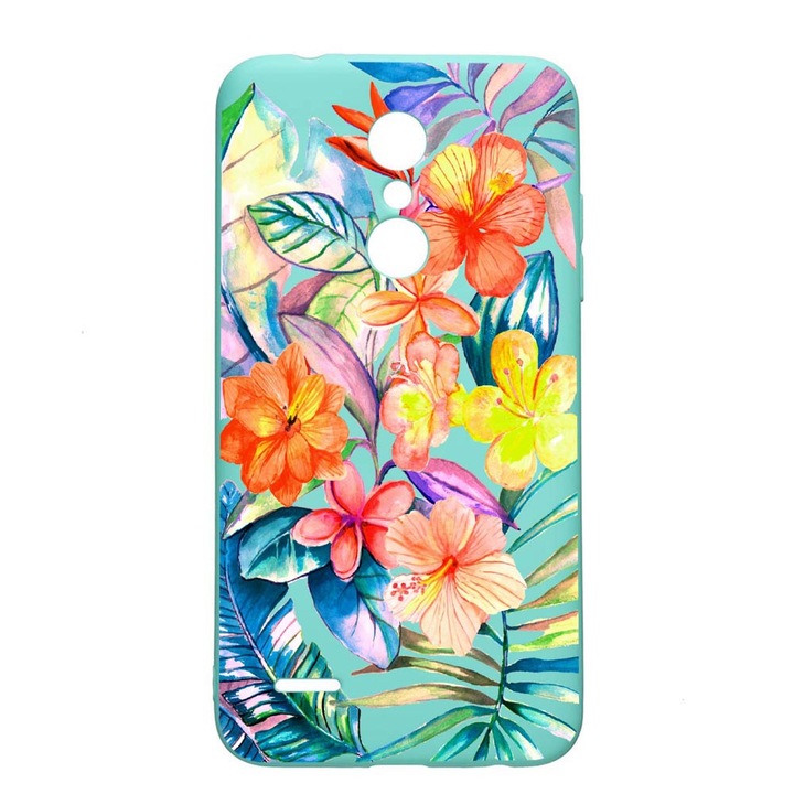 LG K11 / K11 Plus / K10 2018 Тропически цветя, устойчив на износване противоплъзгащ силиконов калъф Mint M498