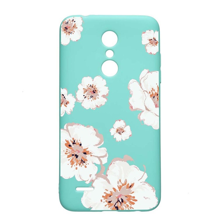 Калъф за LG K11 / K11 Plus / K10 2018, цветя - пастелни цветове, износоустойчив, противоплъзгащ, премиум силикон, мента, M499