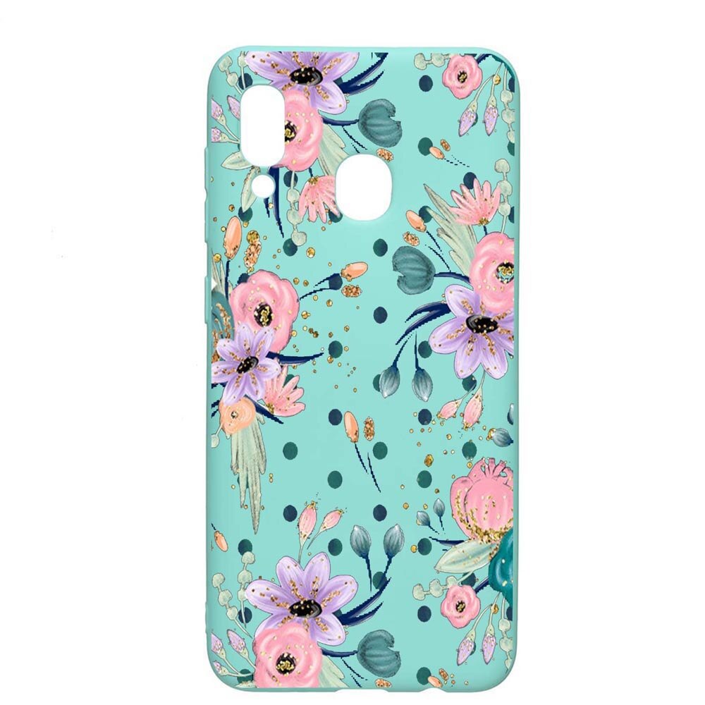 Husa Samsung Galaxy A30 / Galaxy A20, Spring Flower, rezistenta la uzura, anti-alunecare, din silicon Premium, Mint, M495