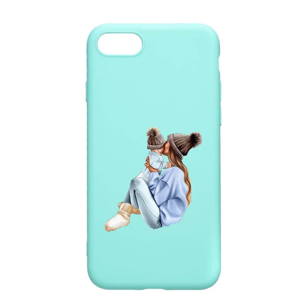 Husa Apple iPhone SE 2 / iPhone 7 / iPhone 8, Girl Mom, rezistenta la uzura, anti-alunecare, din silicon Premium, Mint, M562