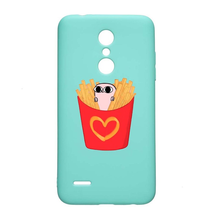 LG K11 / K11 Plus / K10 2018, I Love Chips, устойчив на износване, противоплъзгащ се, премиум силиконов калъф, мента, M602