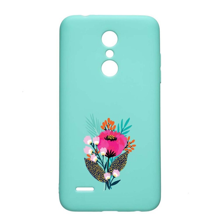 LG K11 / K11 Plus / K10 2018, Flowers, устойчив на износване, противоплъзгащ се, силиконов калъф Premium, Mint, M641