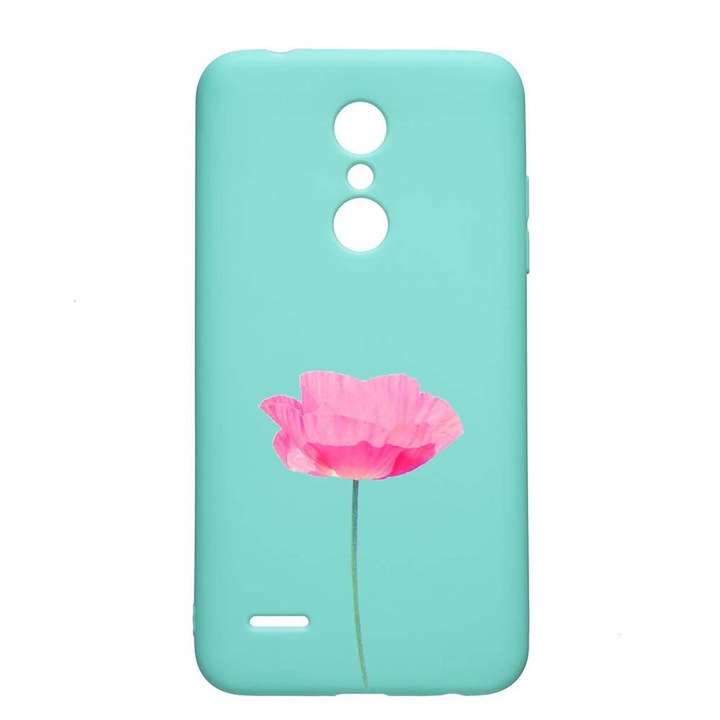 Калъф за LG K11 / K11 Plus / K10 2018, една роза - пастелни цветове, устойчив на износване, противоплъзгащ се, премиум силикон, мента, M693