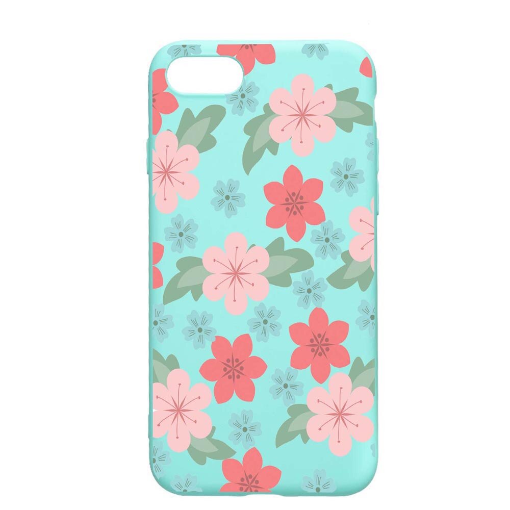 Husa Apple iPhone SE 2 / iPhone 7 / iPhone 8, Flowers - Pastel colors, rezistenta la uzura, anti-alunecare, din silicon Premium, Mint, M515