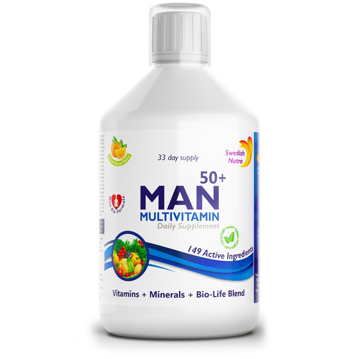 Multivitamine lichide, Swedish Nutra, Pentru barbati, 500 ml 500 ml Portocale