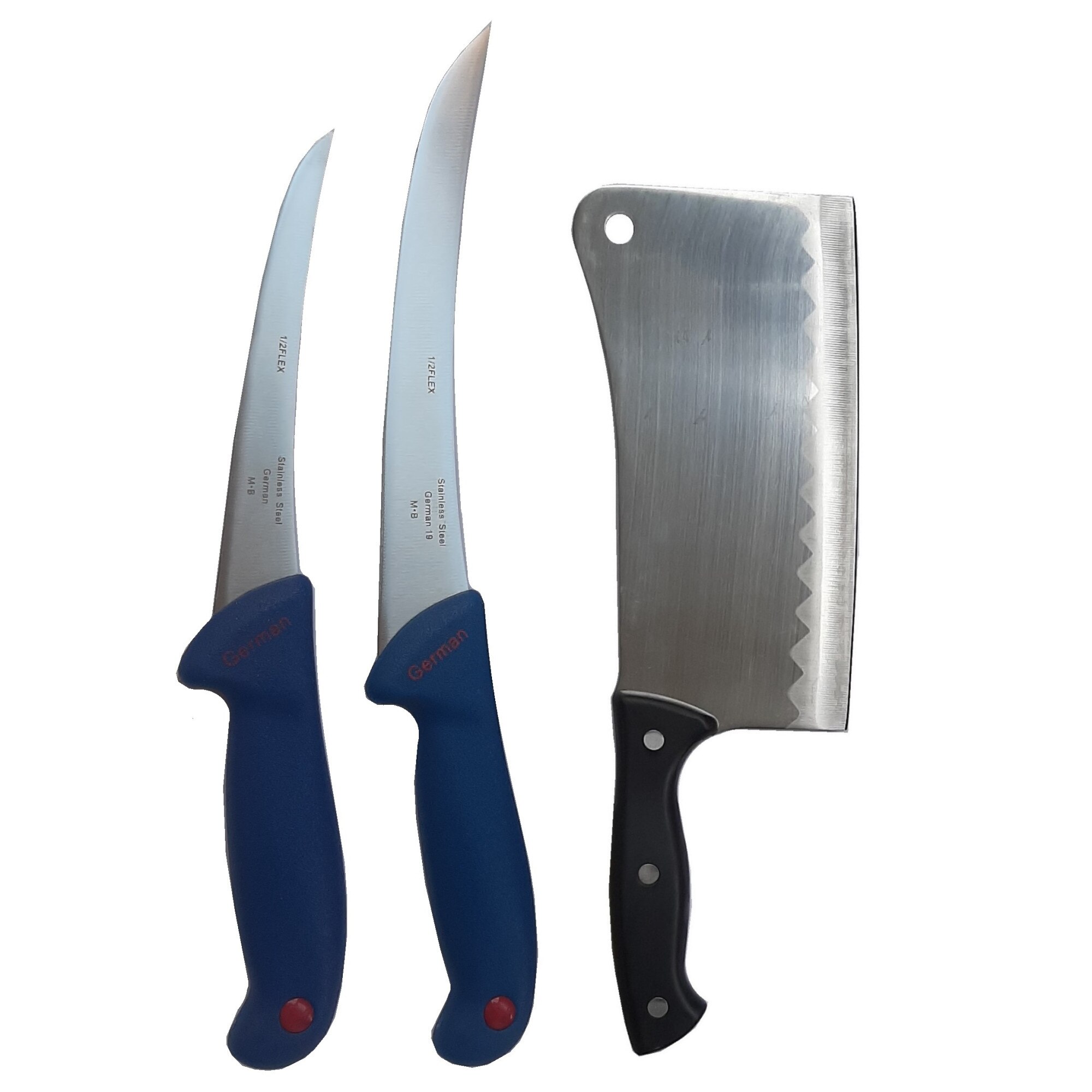 Kit profesional macelarie format din 2 Cutite MDM-Blue WS, filetat, dezosat si Satar 800g otel inoxidabil